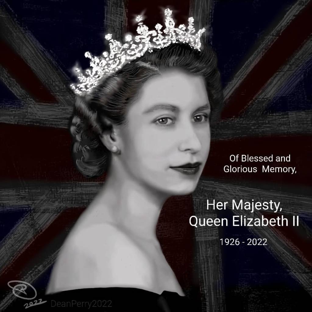 A portrait of Her Majesty The Queen, to mourn her passing in 2022.
I drew her as a young, fresh queen.
