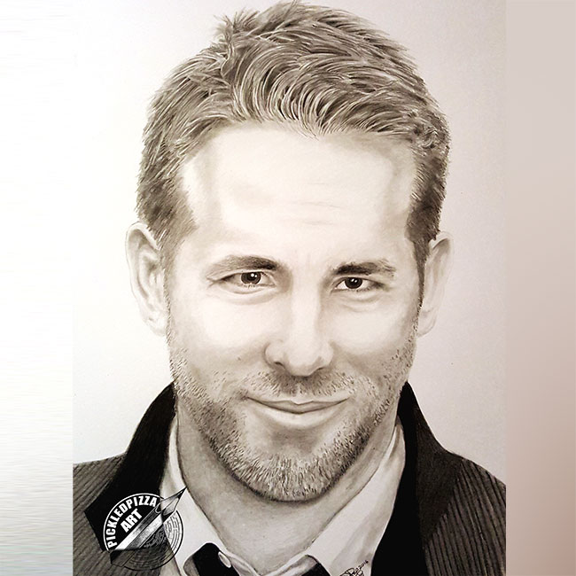 Ryan Reynolds, drawn in HB pencil