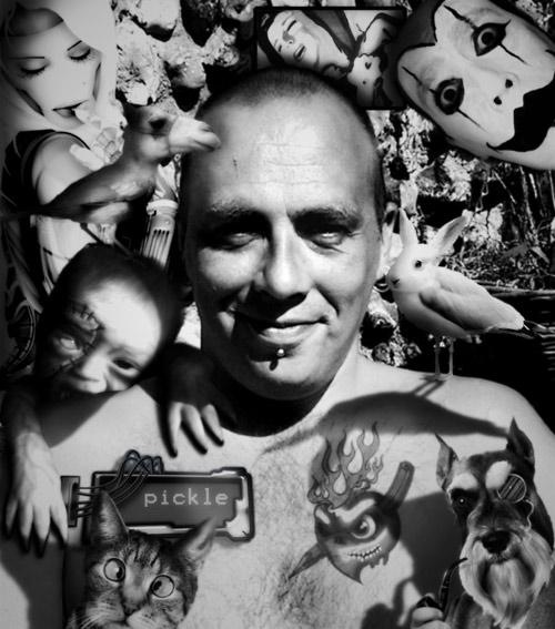 A slightly younger me, surrounded by a few of my daft art from around that time, circa 2007, constructed in Photoshop.