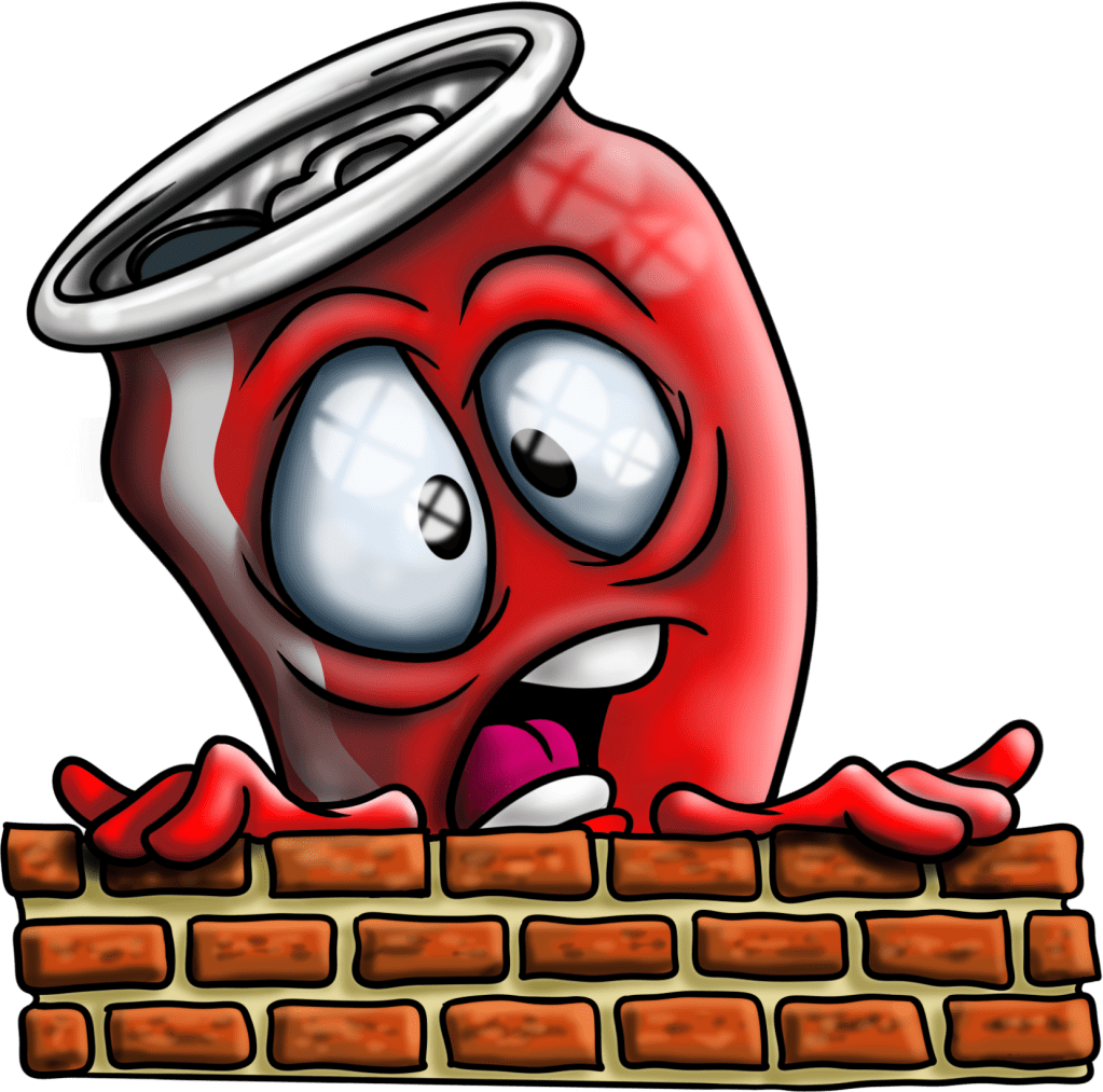 A bright, red, drinks can peers over the wall to ask where the sugar has gone.