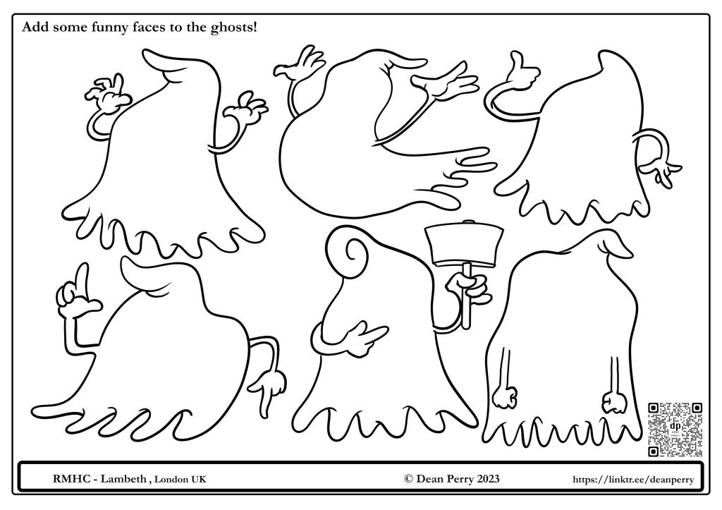 an activity sheet where you can add funny faces to the ghosts!