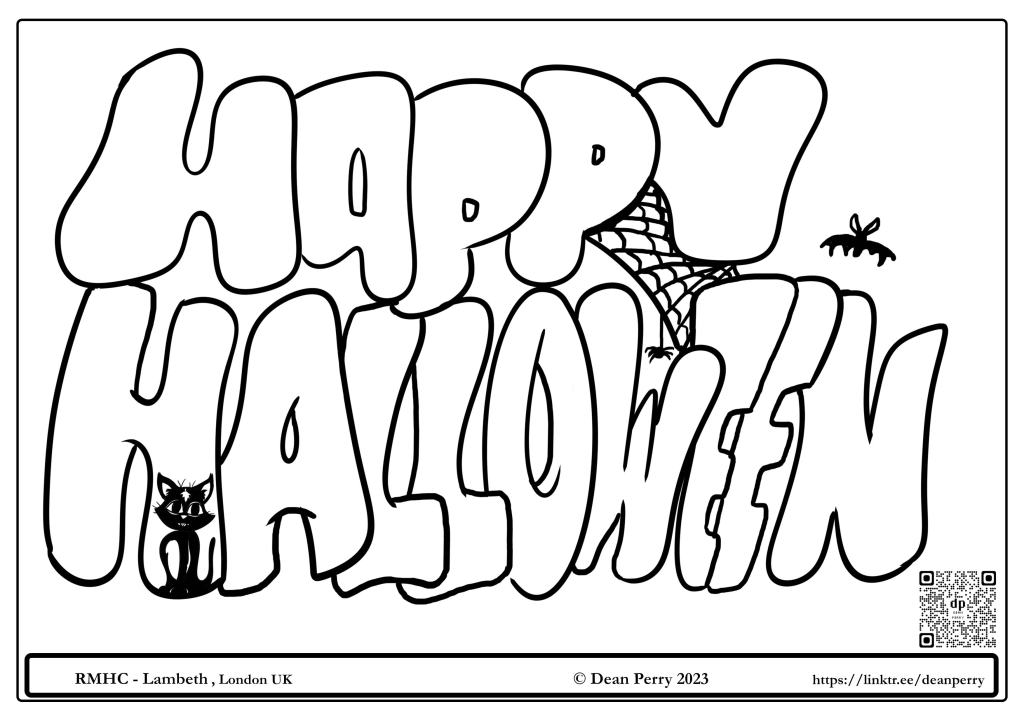 Cartoon text - 'Happy Halloween' colour - in sheet
